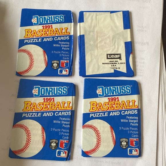1991 Donruss Puzzle Pieces & 3 Picture Cards, Unopened 4 Waxed Packs $15 - Picture 2 of 4